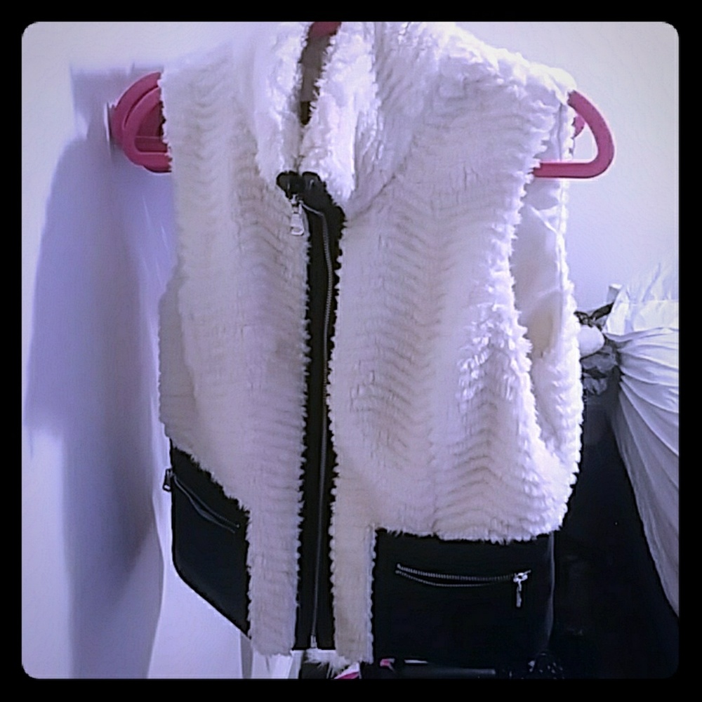 Faux leather and Lamb skin vest